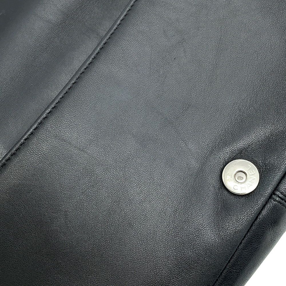 シャネル チェーンショルダーバッグ チョコバー ラムスキン CHANEL バッグ Wチェーン 黒