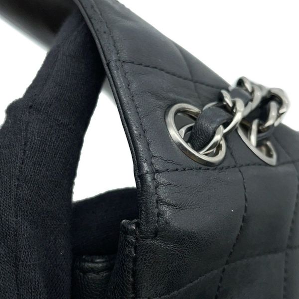 シャネル チェーンショルダーバッグ チョコバー ラムスキン CHANEL バッグ Wチェーン 黒