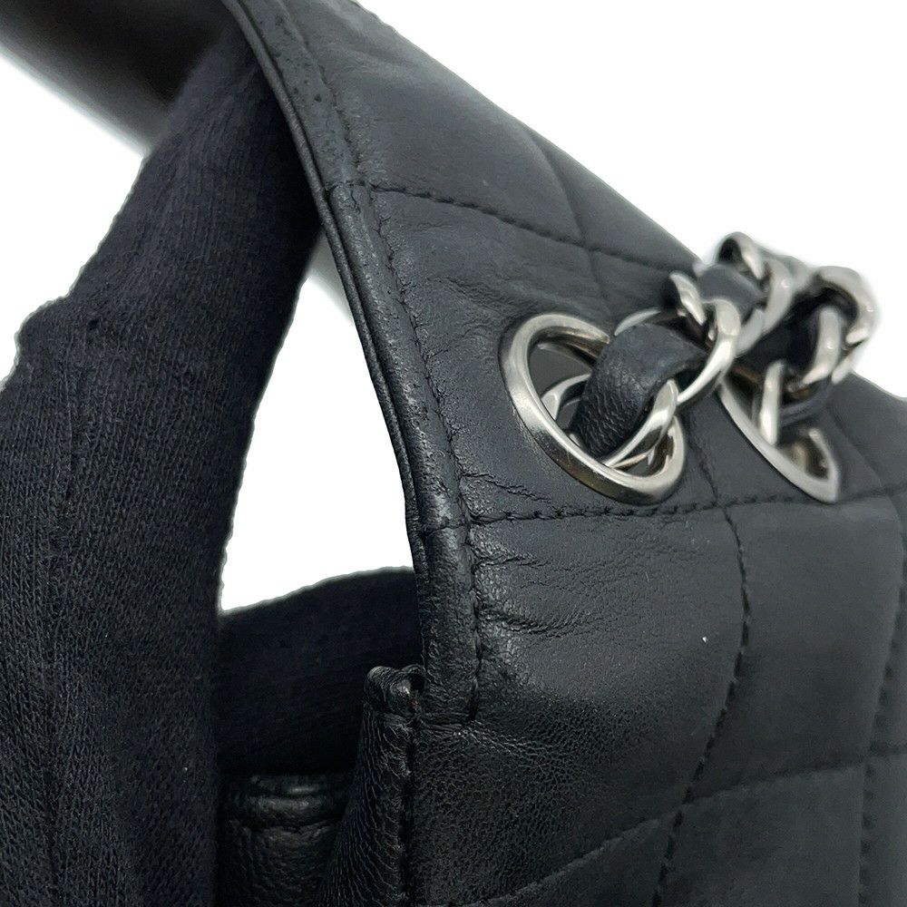シャネル チェーンショルダーバッグ チョコバー ラムスキン CHANEL バッグ Wチェーン 黒