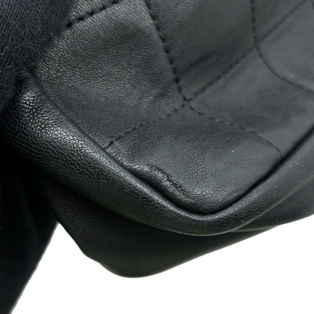 シャネル チェーンショルダーバッグ チョコバー ラムスキン CHANEL バッグ Wチェーン 黒