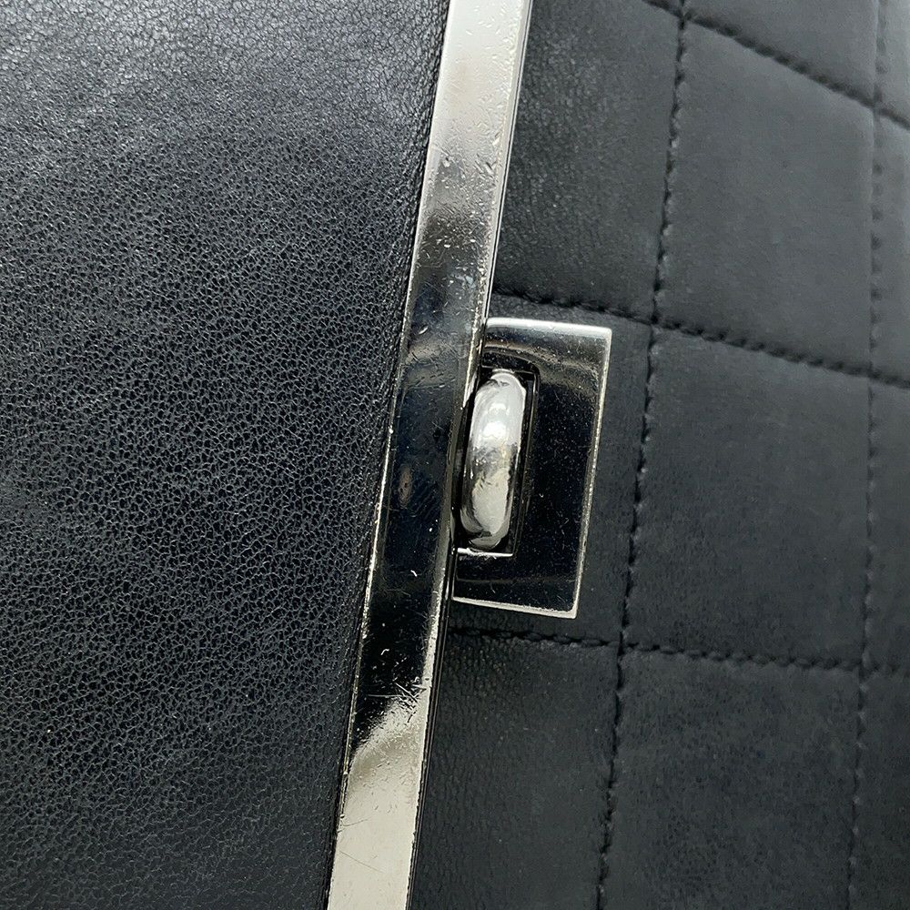 シャネル チェーンショルダーバッグ チョコバー ラムスキン CHANEL バッグ Wチェーン 黒