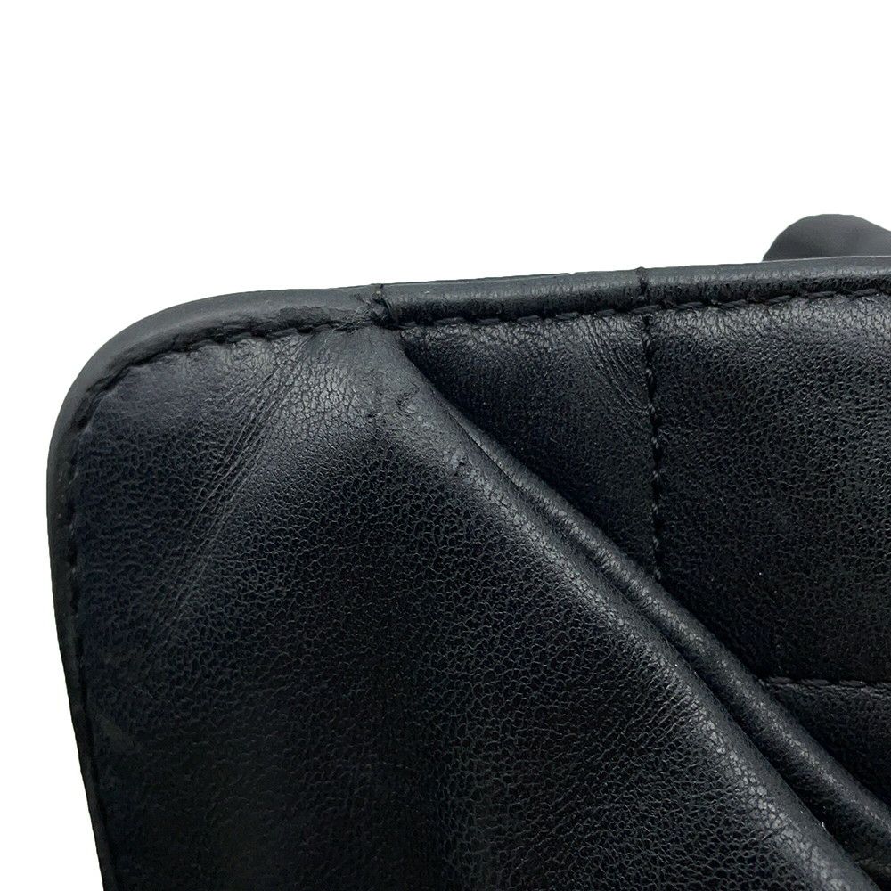 シャネル チェーンショルダーバッグ チョコバー ラムスキン CHANEL バッグ Wチェーン 黒
