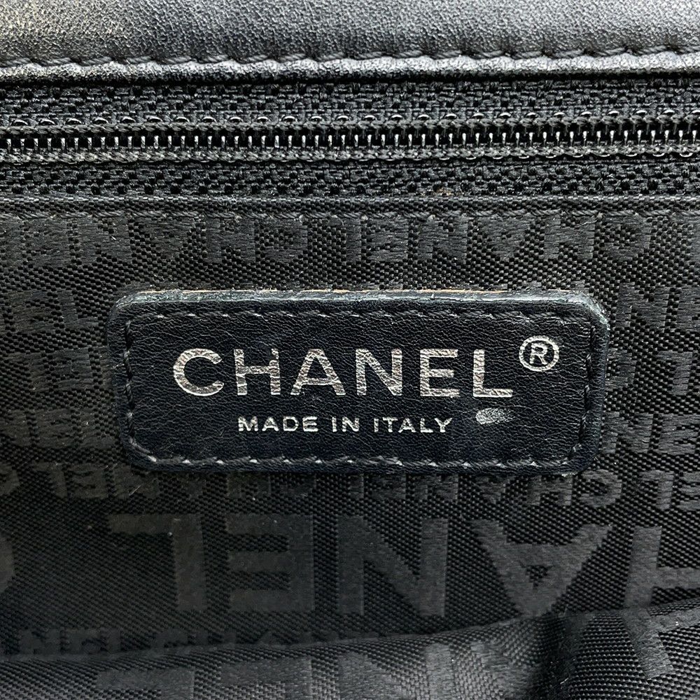 シャネル チェーンショルダーバッグ チョコバー ラムスキン CHANEL バッグ Wチェーン 黒