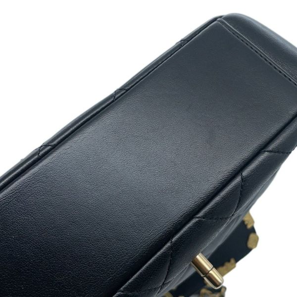 シャネル チェーンショルダーバッグ マトラッセ ココマーク ラインストーン パール ラムスキン AS3731 CHANEL 黒