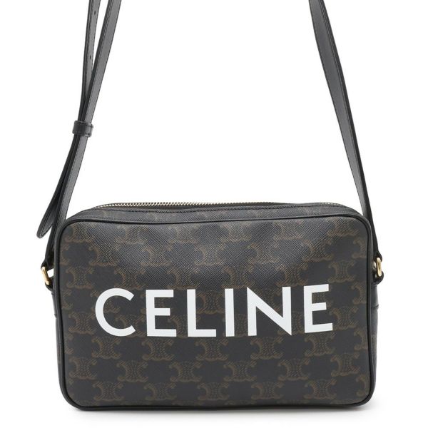 セリーヌ ショルダーバッグ トリオンフ ホリゾンタル ミディアム メッセンジャーバッグ PVC/レザー 194502CIM.38NO CELINE 黒