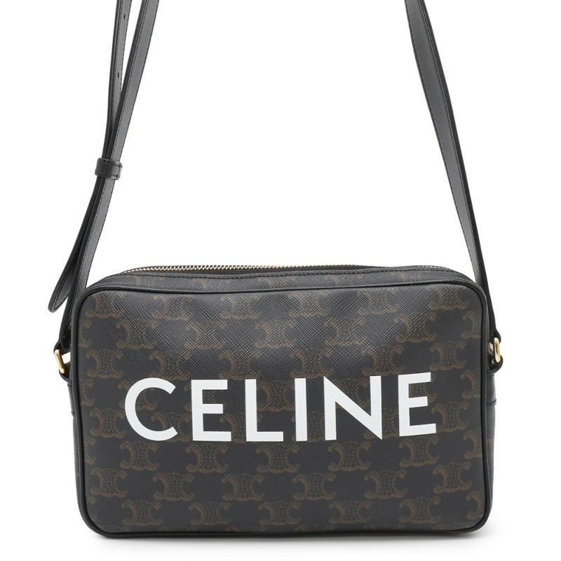 セリーヌ ショルダーバッグ トリオンフ ホリゾンタル ミディアム メッセンジャーバッグ PVC/レザー 194502CIM.38NO CELINE 黒