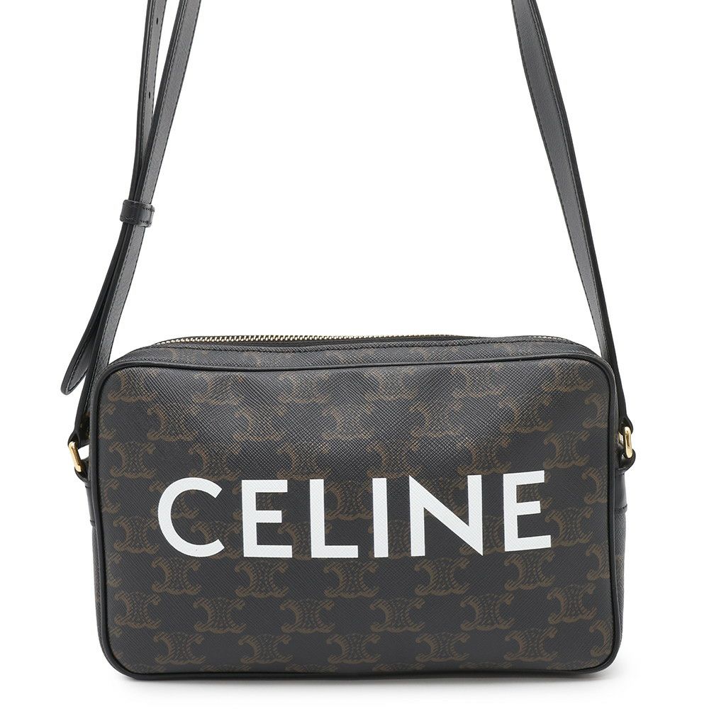 セリーヌ ショルダーバッグ トリオンフ ホリゾンタル ミディアム メッセンジャーバッグ PVC/レザー 194502CIM.38NO CELINE 黒