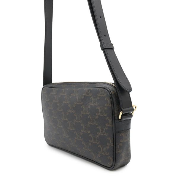 セリーヌ ショルダーバッグ トリオンフ ホリゾンタル ミディアム メッセンジャーバッグ PVC/レザー 194502CIM.38NO CELINE 黒