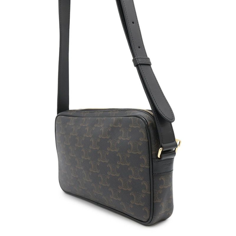 セリーヌ ショルダーバッグ トリオンフ ホリゾンタル ミディアム メッセンジャーバッグ PVC/レザー 194502CIM.38NO CELINE 黒