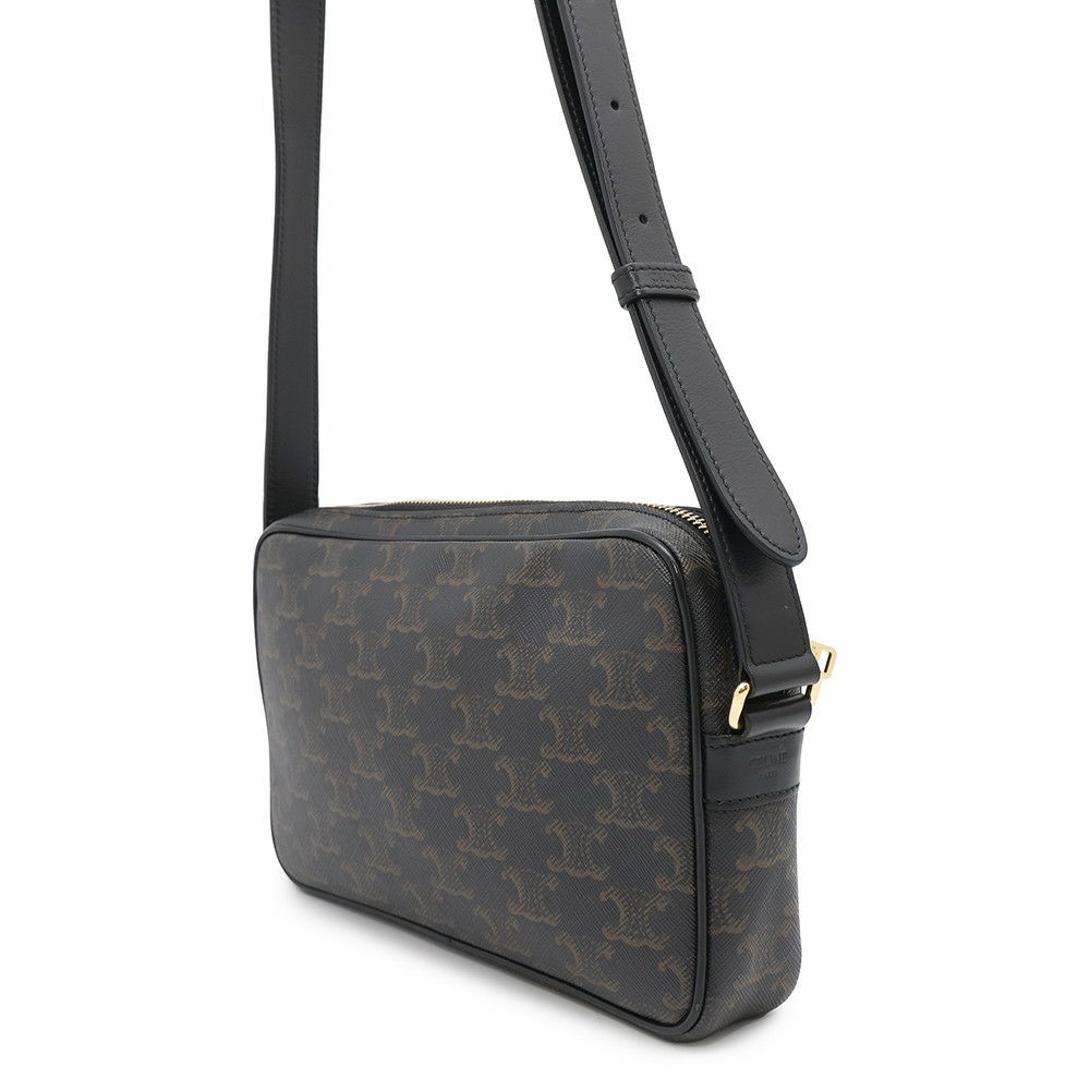 セリーヌ ショルダーバッグ トリオンフ ホリゾンタル ミディアム メッセンジャーバッグ PVC/レザー 194502CIM.38NO CELINE 黒