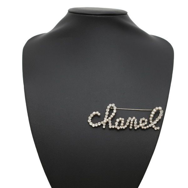 シャネル ブローチ ロゴ ラインストーン GP B20V AB2806 CHANEL フェイクパール アクセサリー