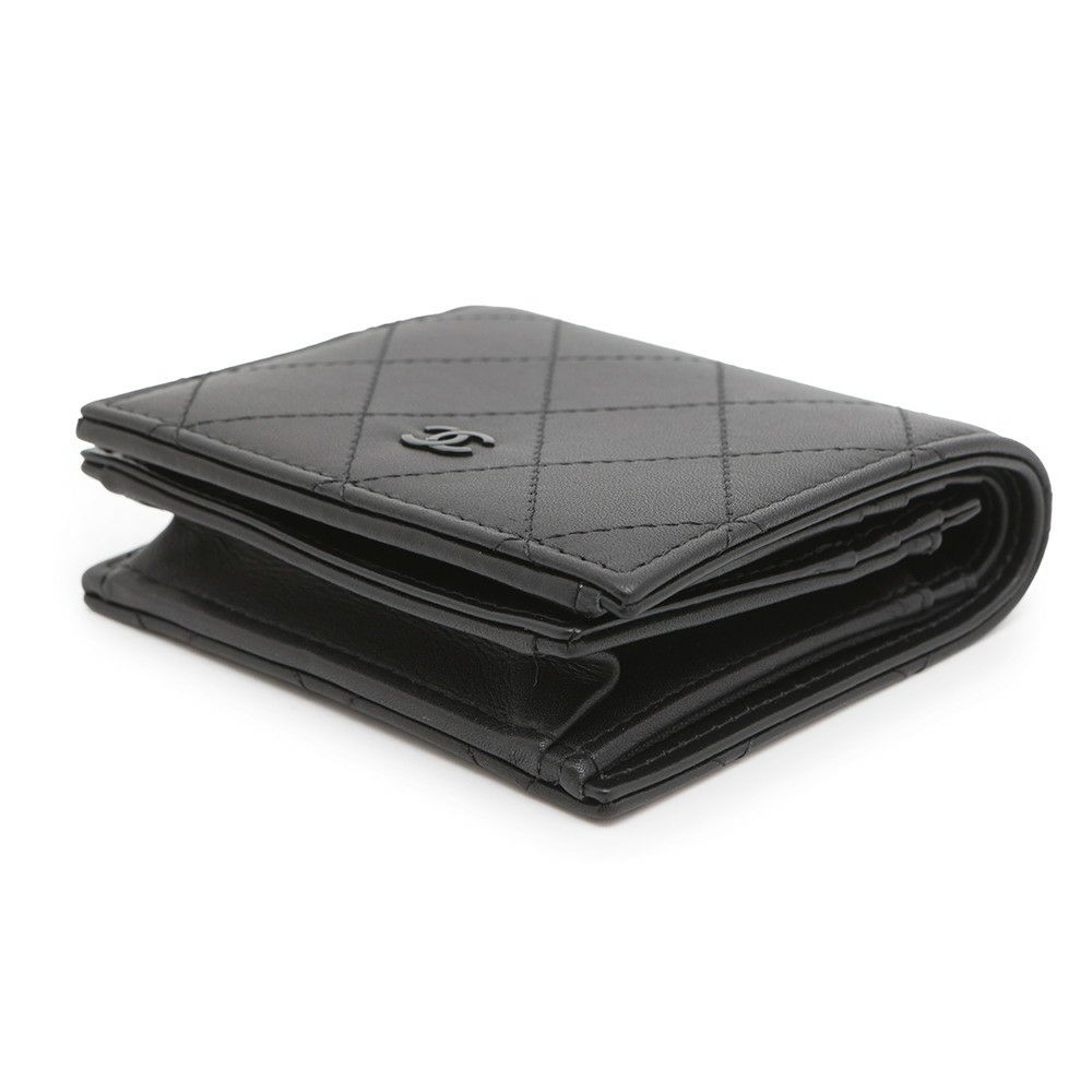 シャネル 二つ折り財布 ココマーク マトラッセ スモールウォレット AP4381 CHANEL 黒