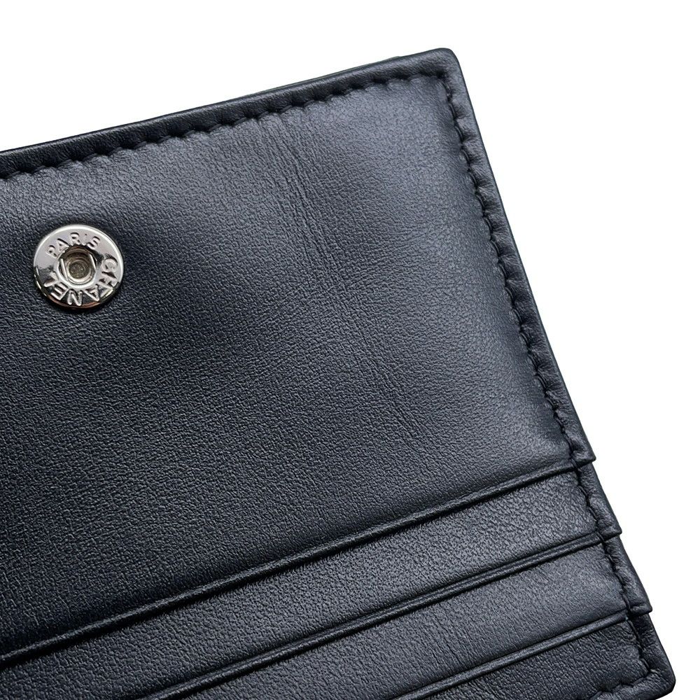シャネル 二つ折り財布 ココマーク マトラッセ スモールウォレット AP4381 CHANEL 黒
