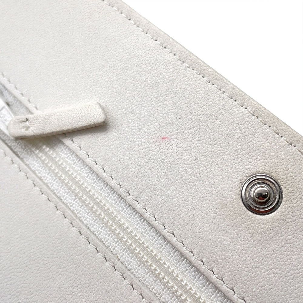 シャネル チェーンウォレット マトラッセ ココマーク ツイード レザー CHANEL 財布 白