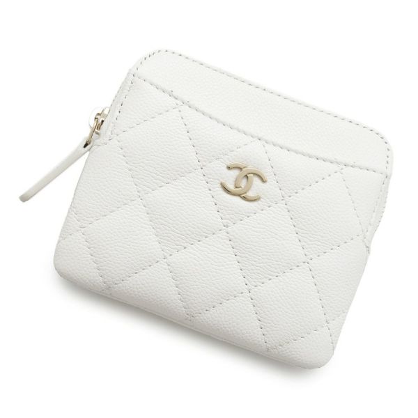 マトラッセ ココマーク クラシック ジップコインパース キャビアスキン AP2061 CHANEL 小銭入れ フラグメントケース  白
