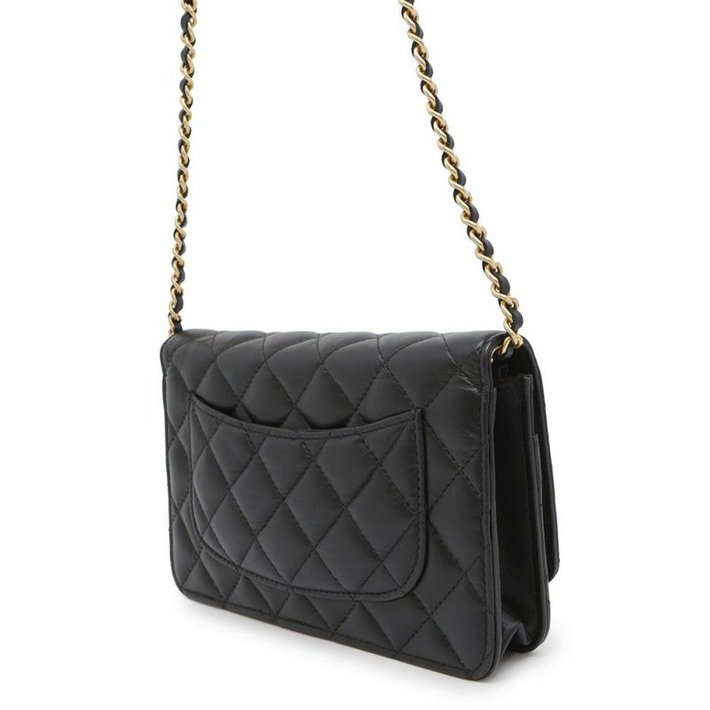 シャネル チェーンウォレット 2.55 ヴィンテージカーフスキン CHANEL 財布 バッグ 黒