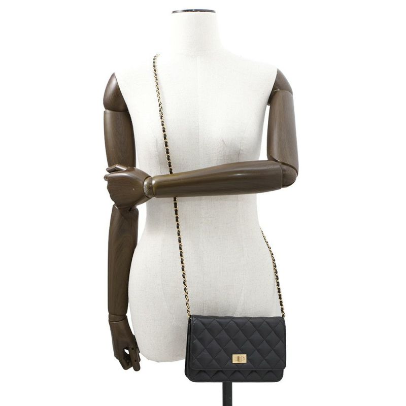 シャネル チェーンウォレット 2.55 ヴィンテージカーフスキン CHANEL 財布 バッグ 黒