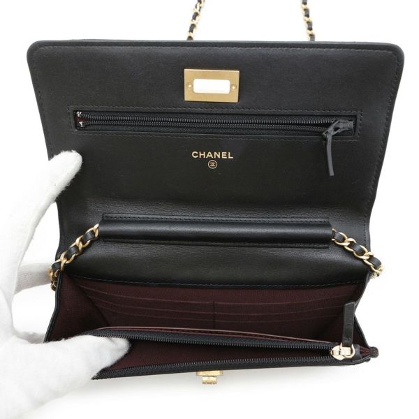 シャネル チェーンウォレット 2.55 ヴィンテージカーフスキン CHANEL 財布 バッグ 黒