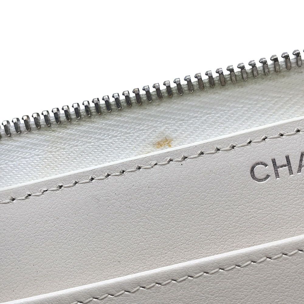 シャネル 長財布 クラシック ロング ジップ ウォレット ココマーク キャビアスキン キルティング AP0242 CHANEL マトラッセ 白