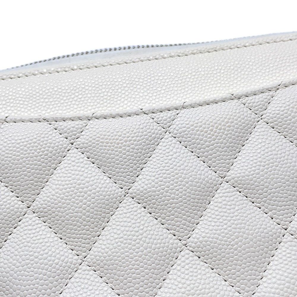 シャネル 長財布 クラシック ロング ジップ ウォレット ココマーク キャビアスキン キルティング AP0242 CHANEL マトラッセ 白