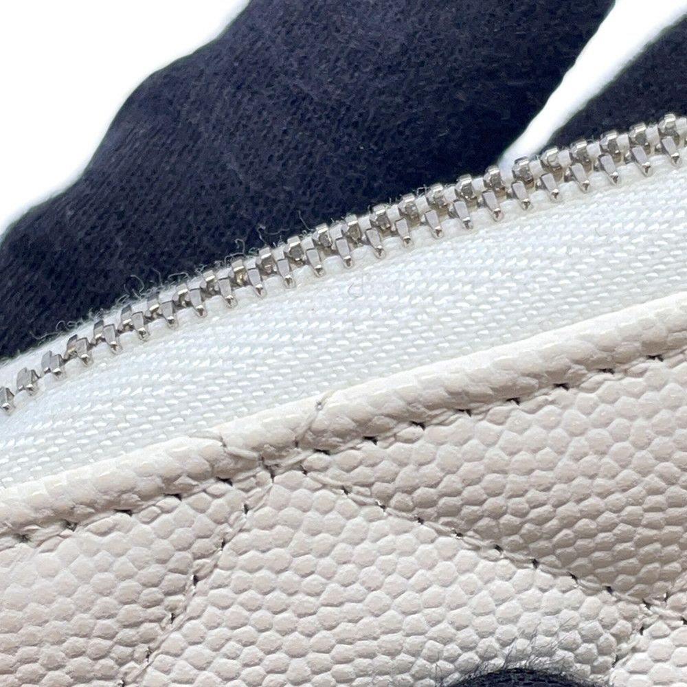 シャネル 長財布 クラシック ロング ジップ ウォレット ココマーク キャビアスキン キルティング AP0242 CHANEL マトラッセ 白