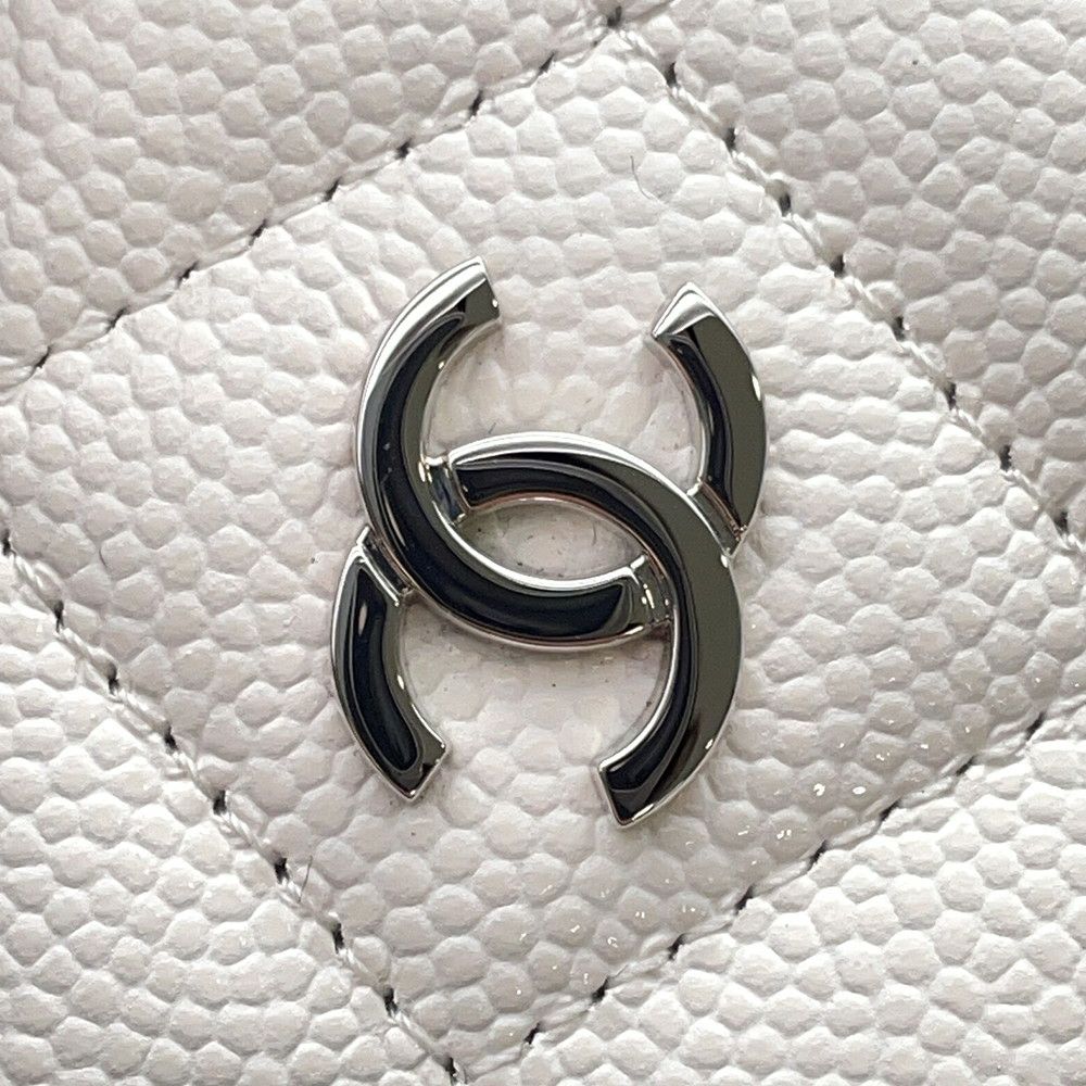 シャネル 長財布 クラシック ロング ジップ ウォレット ココマーク キャビアスキン キルティング AP0242 CHANEL マトラッセ 白