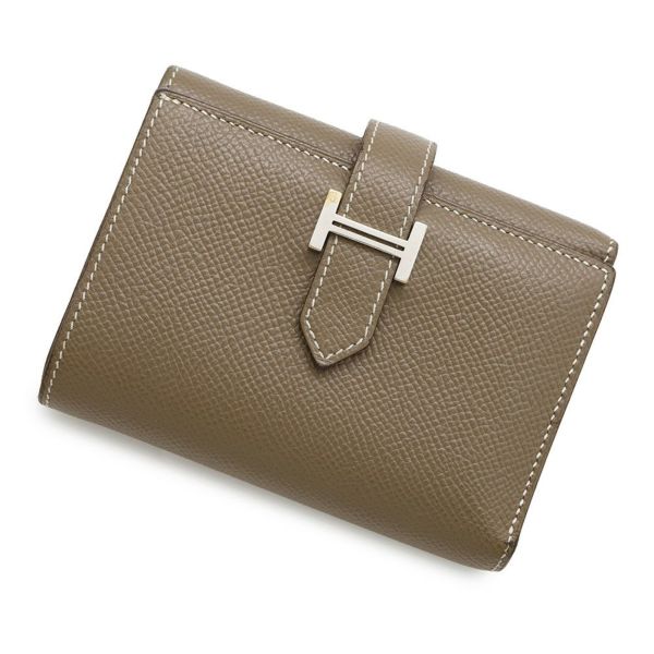 エルメス 三つ折り財布 ベアンコンビネ エトゥープ/シルバー金具 エプソン W刻印 HERMES 財布