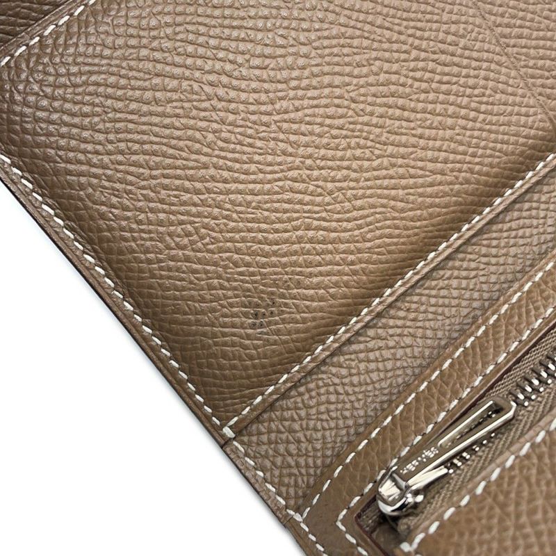 エルメス 三つ折り財布 ベアンコンビネ エトゥープ/シルバー金具 エプソン W刻印 HERMES 財布