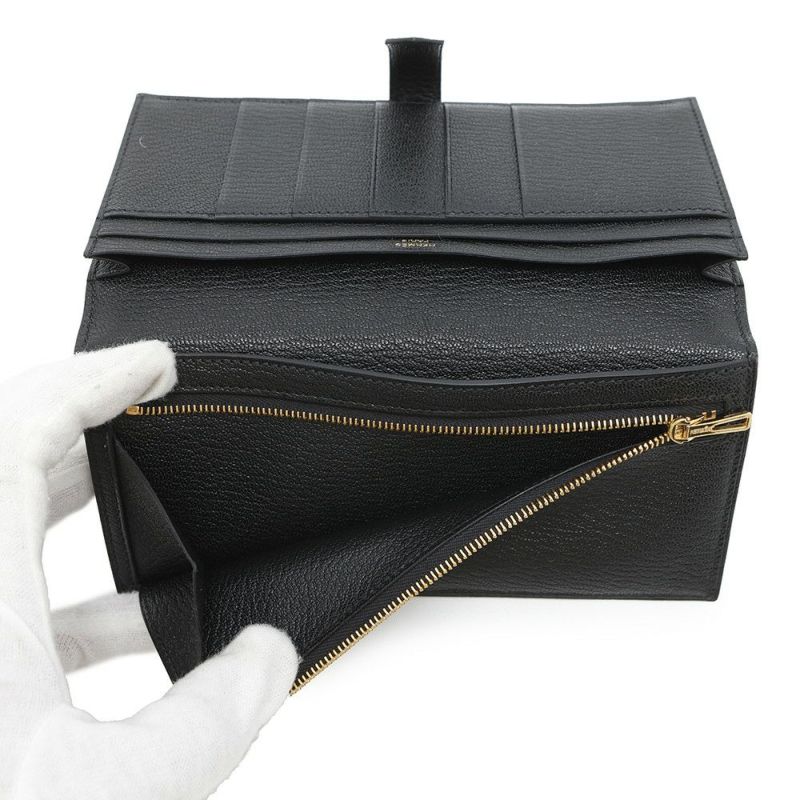 エルメス 長財布 ベアンスフレ ブラック/ゴールド金具 シェブルミゾル U刻印 財布 シェーブル 黒