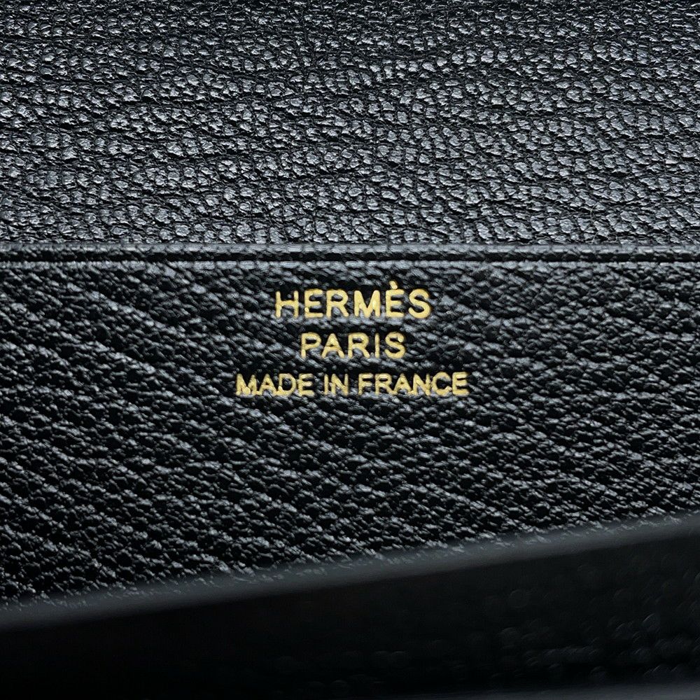 エルメス 長財布 ベアンスフレ ブラック/ゴールド金具 シェブルミゾル U刻印 財布 シェーブル 黒