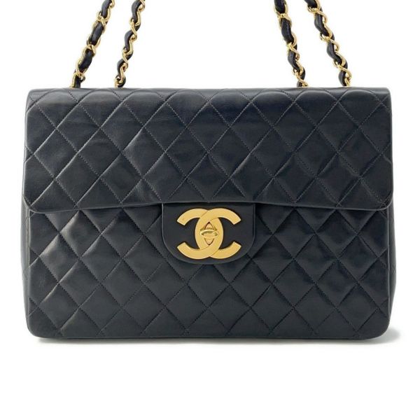 シャネル チェーンショルダーバッグ デカマトラッセ34 ココマーク ラムスキン A01094 CHANEL 黒