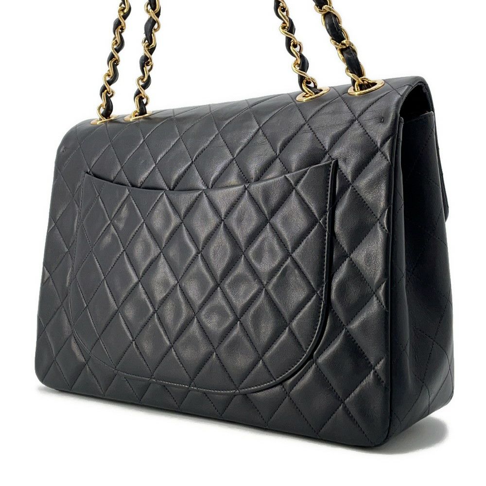 シャネル チェーンショルダーバッグ デカマトラッセ34 ココマーク ラムスキン A01094 CHANEL 黒