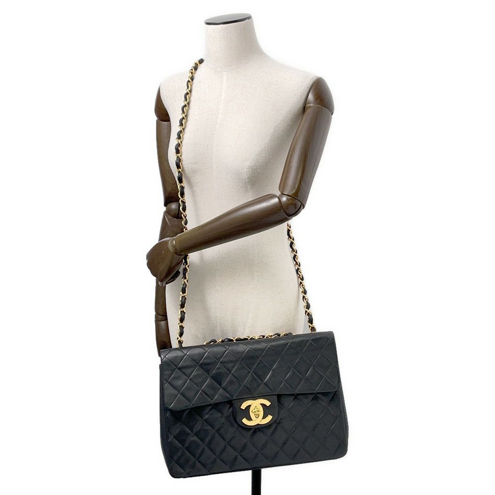 シャネル チェーンショルダーバッグ デカマトラッセ34 ココマーク ラムスキン A01094 CHANEL 黒