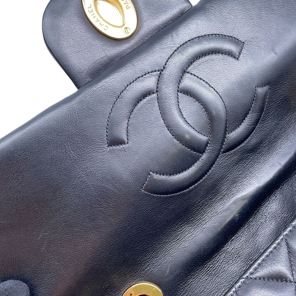 シャネル チェーンショルダーバッグ デカマトラッセ34 ココマーク ラムスキン A01094 CHANEL 黒