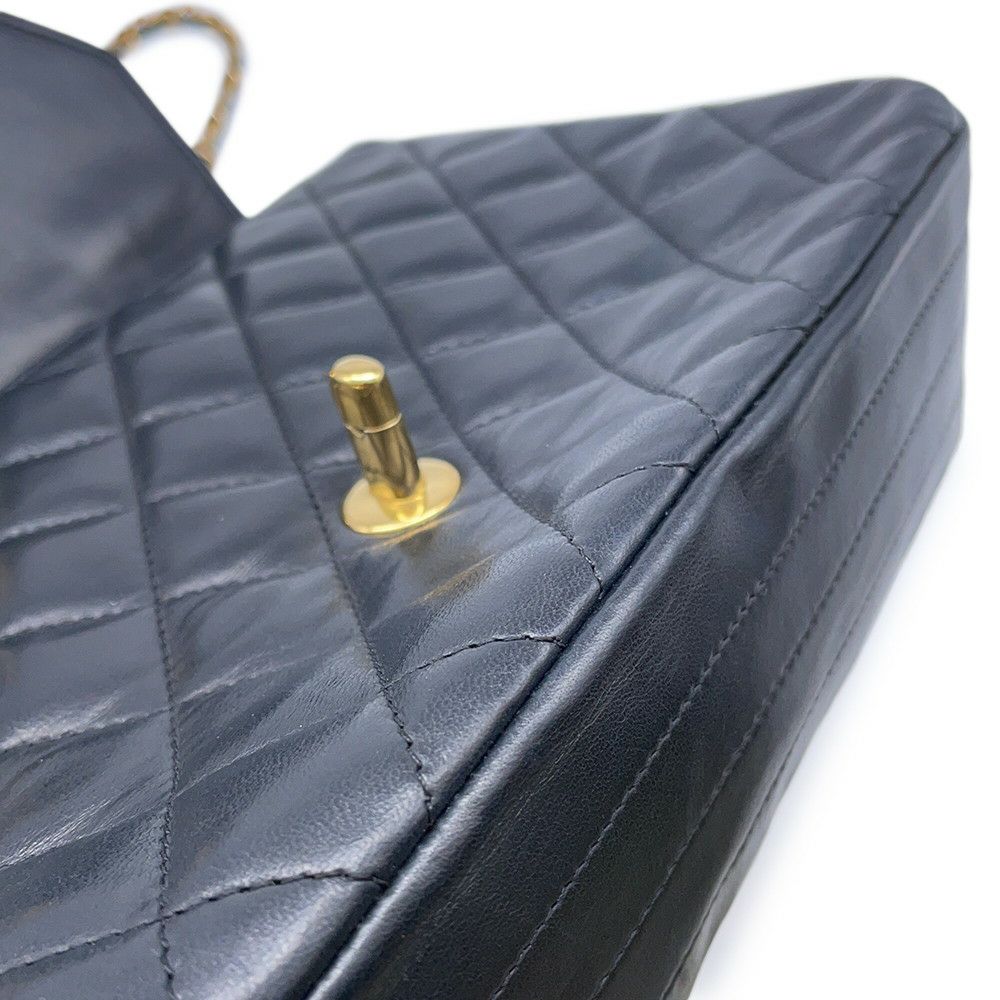 シャネル チェーンショルダーバッグ ココマーク マトラッセ ラムスキン CHANEL バッグ 黒