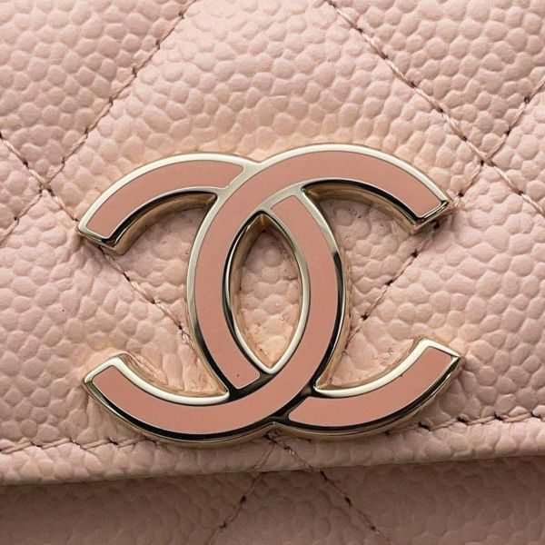 シャネル カードケース マトラッセ ココマーク キャビアスキン CHANEL 名刺入れ ピンク