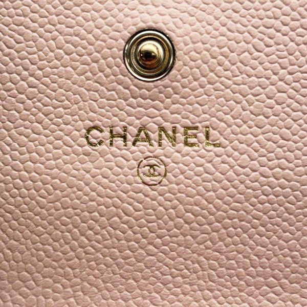 シャネル カードケース マトラッセ ココマーク キャビアスキン CHANEL 名刺入れ ピンク