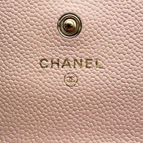 シャネル カードケース マトラッセ ココマーク キャビアスキン CHANEL 名刺入れ ピンク