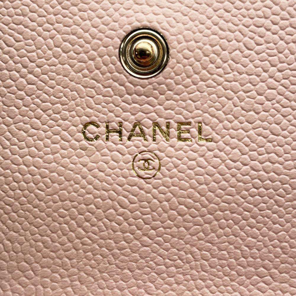 シャネル カードケース マトラッセ ココマーク キャビアスキン CHANEL 名刺入れ ピンク