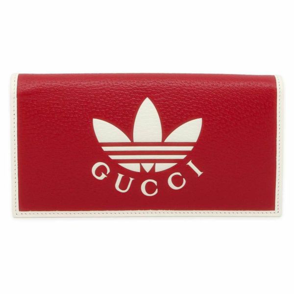 グッチ チェーンウォレット アディダス コラボ インターロッキングG トレフォイル プリント 621892 GUCCI 白