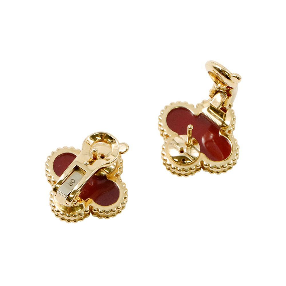 ヴァンクリーフ&アーペル ピアス ヴィンテージ アルハンブラ イヤリング カーネリアン K18YG VCARD40400