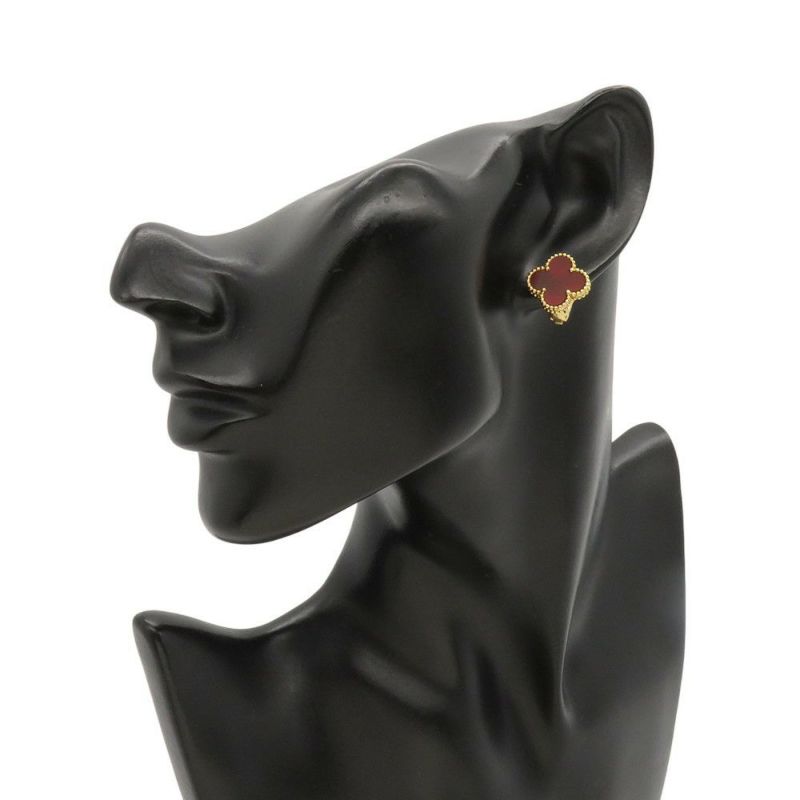 ヴァンクリーフ&アーペル ピアス ヴィンテージ アルハンブラ イヤリング カーネリアン K18YG VCARD40400