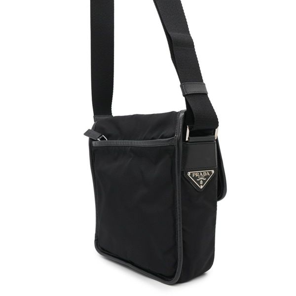 プラダ ショルダーバッグ サフィアーノ ロゴ ナイロン PRADA メッセンジャーバッグ 黒