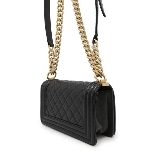 シャネル チェーンショルダーバッグ ボーイシャネル スモール マトラッセ ココマーク A67085 BOY CHANEL 黒