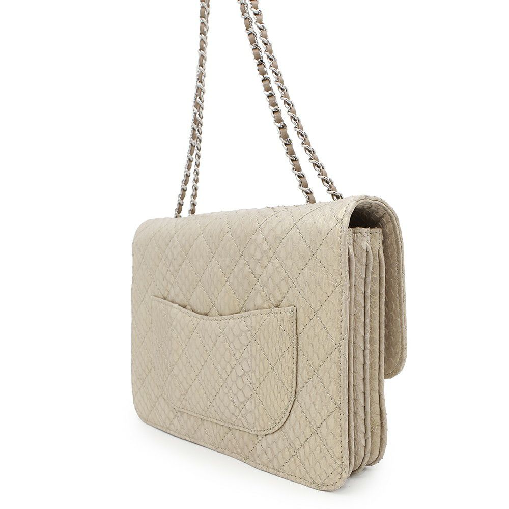 シャネル チェーンショルダーバッグ マトラッセ ココマーク パイソン A68204 CHANEL