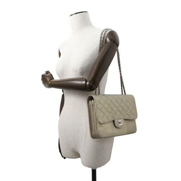 シャネル チェーンショルダーバッグ マトラッセ ココマーク パイソン A68204 CHANEL