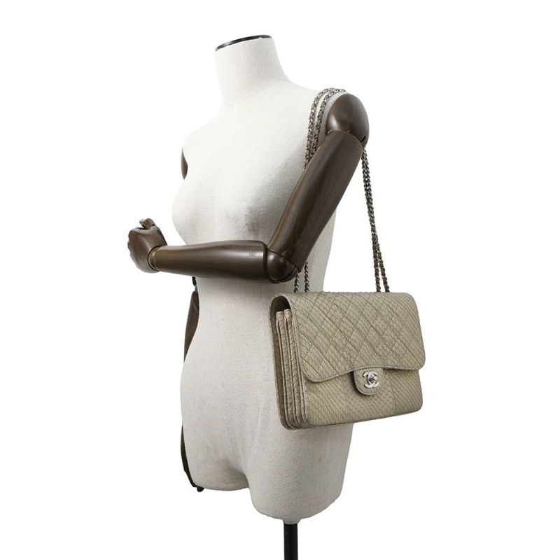 シャネル チェーンショルダーバッグ マトラッセ ココマーク パイソン A68204 CHANEL