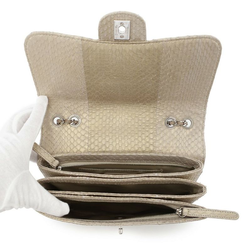 シャネル チェーンショルダーバッグ マトラッセ ココマーク パイソン A68204 CHANEL