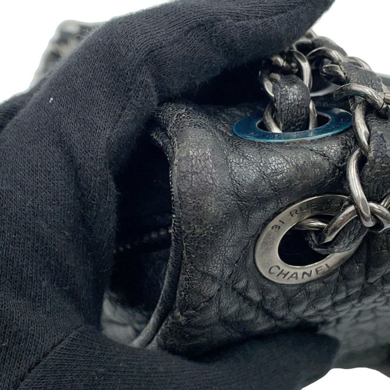 シャネル チェーンショルダーバッグ マトラッセ ココマーク レザー CHANEL 黒
