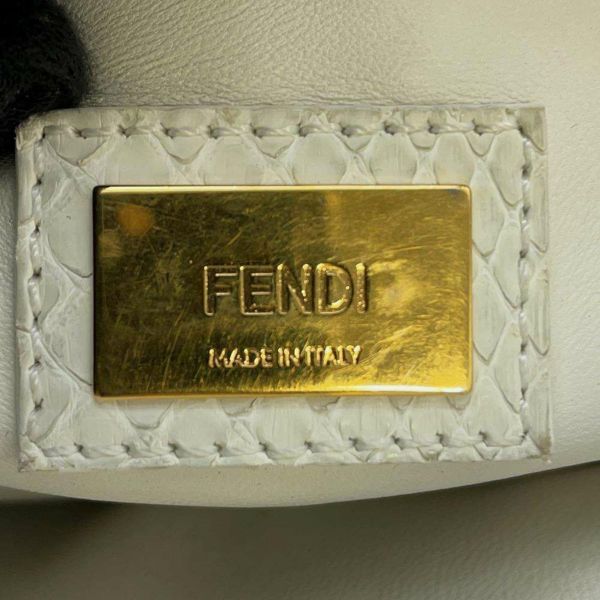 フェンディ ハンドバッグ ミニ ピーカブー パイソン 8BN244 FENDI バッグ 2wayショルダーバッグ 白